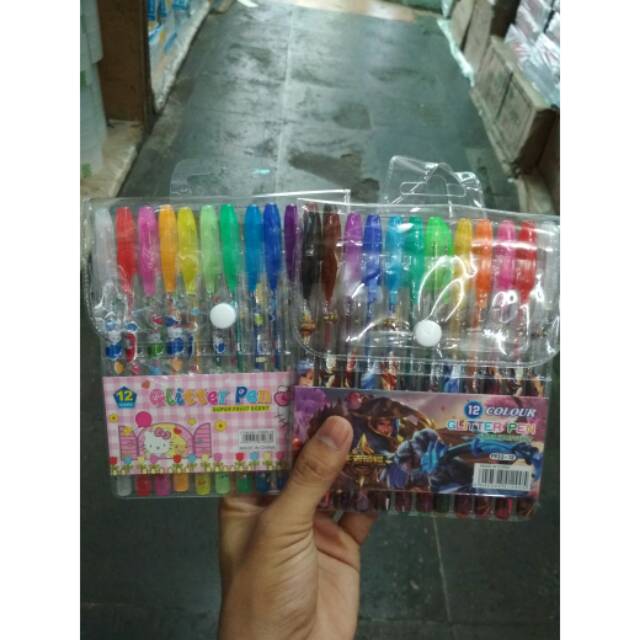 

Glitter pen Warna warni karakter isi 12 pcs