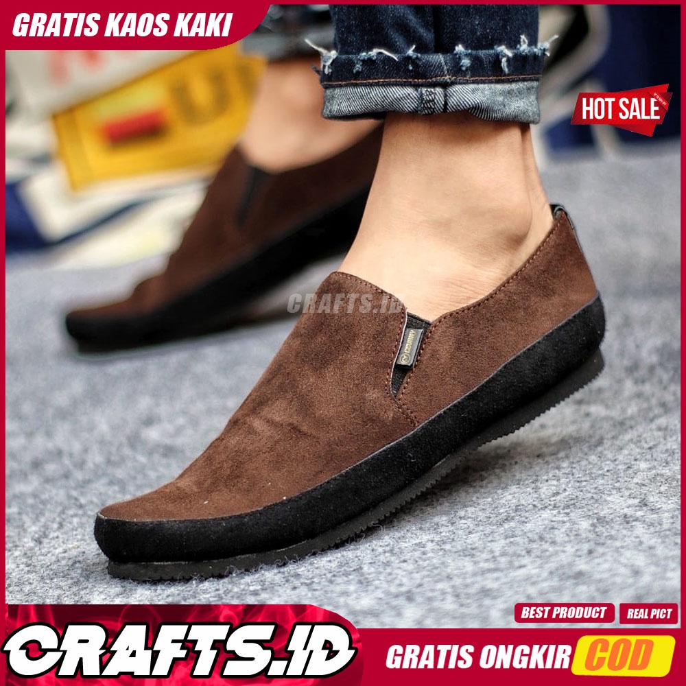 CRAFTS - Sepatu Slip on Pria Sepatu Pria Casual Kulit Asli Suede