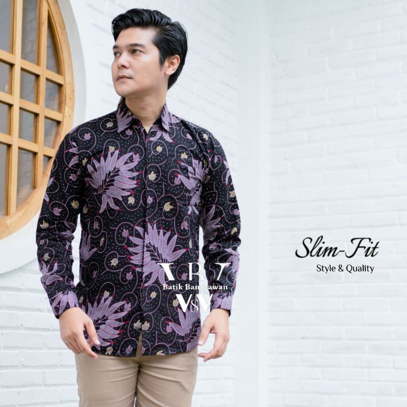 Baju Batik Pria Slimfit Reguler Lengan Panjang Original Batik OB514 Batik Pekalongan Premium