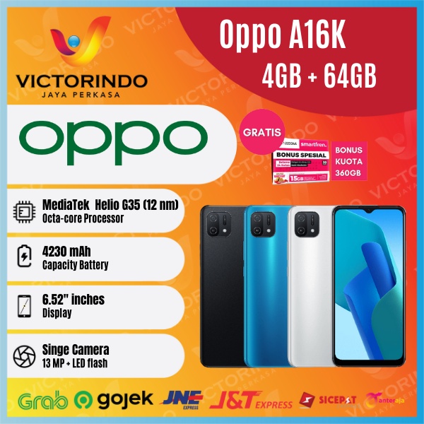 Oppo A16K Smartphone [ Ram 4GB / Rom 64GB ] - Garansi Resmi