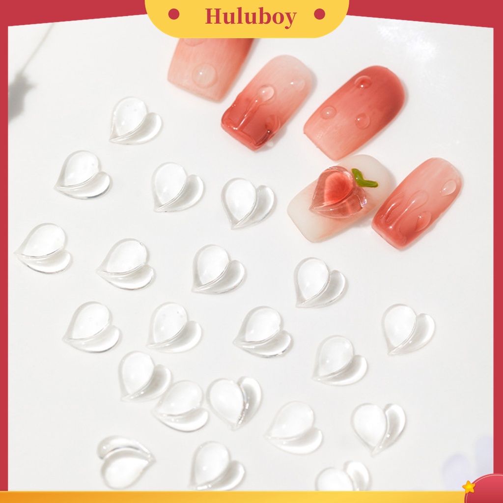 Huluboy Huluboy♡ 25 Pcs Ornamen Kuku Bentuk Hati Peach 3D Serbaguna Bahan Resin Untuk Nail Art Charms Wanita