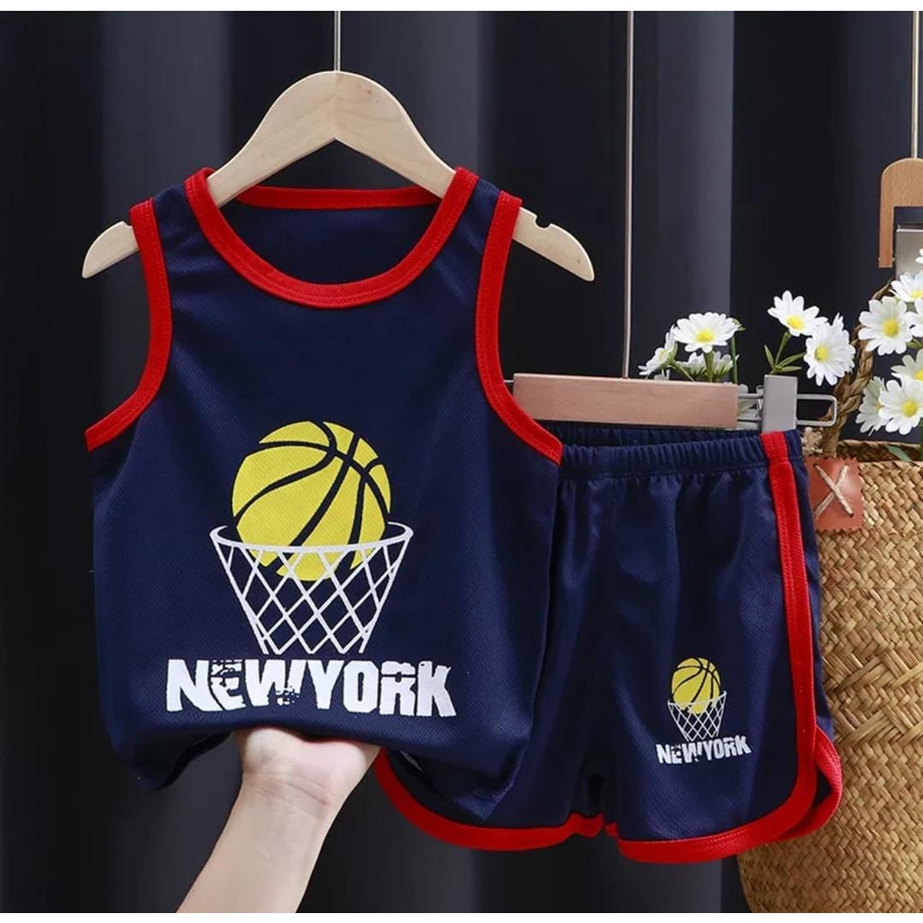 Cherry COD Setelan Baju Basket Anak Import Bahan Jersey / Baju Anak Laki Laki / Baju Singlet Anak / Baju Oblong Anak SB39