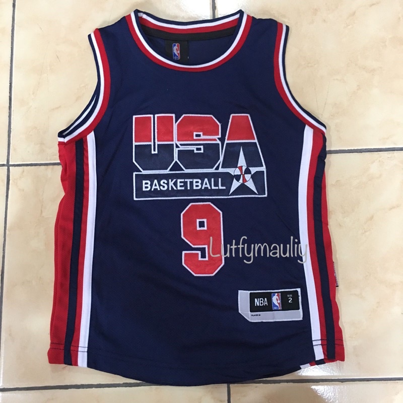 JERSEY BASKET NBA ANAK USA MICHAEL JORDAN GRADE ORIGINAL BORDIR