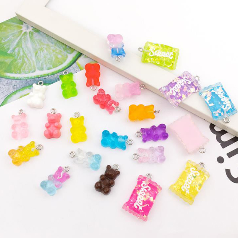 Hbid 32Pcs Charms Bentuk Permen Gummy Bear Bahan Resin Untuk Membuat Perhiasan DIY