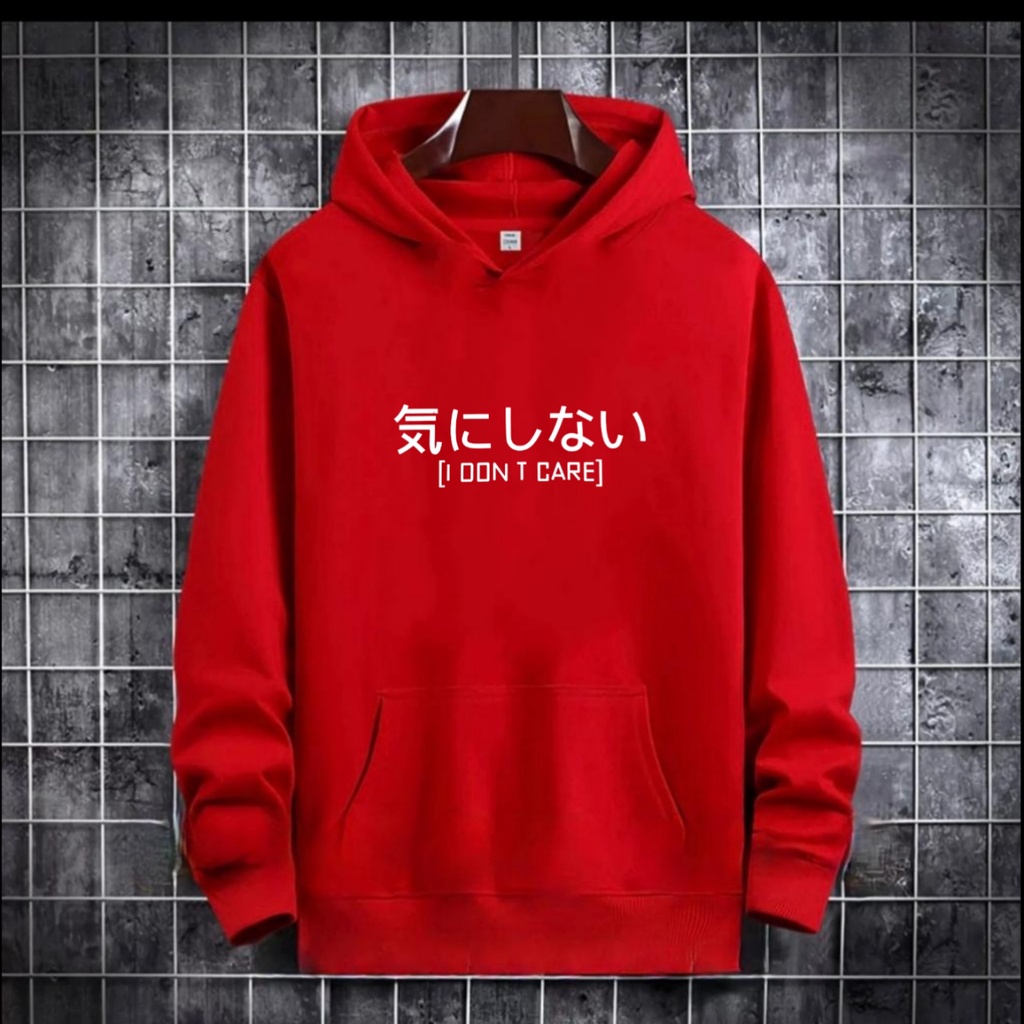 PAKAIAN PRIA / SWEATER HOODIE TULISAN JEPANG I DONT CARE / HOODIE MURAH / HOODIE PRIA DAN WANITA / UNISEX