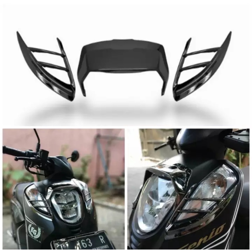 Cover Lampu Depan Model Garnish Genio Honda TGP Black Chrome