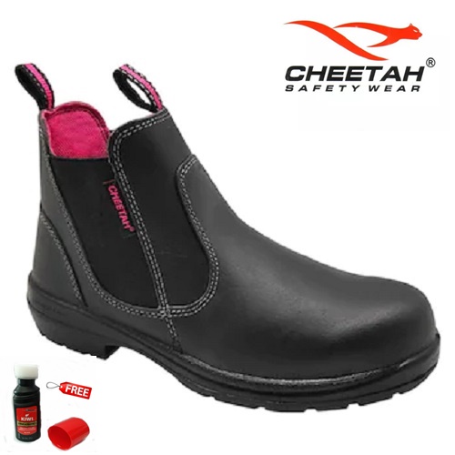 Sepatu Safety Women Cheetah 4108H FREE Semir Sepatu Kiwi Poles Warna Hitam
