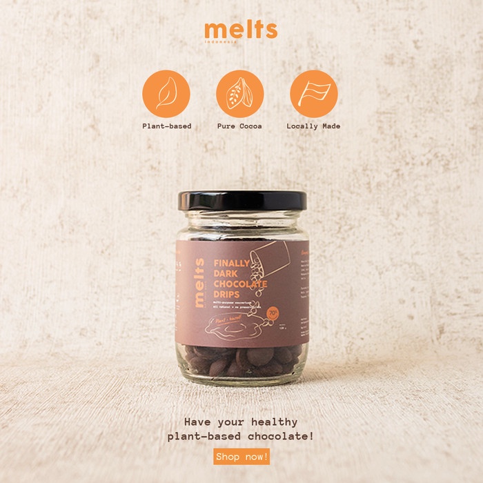 

MELTS - FINALLY DARK CHOCOLATE DRIPS 70% HEALTHY CHOCOLATE COUVERTURE