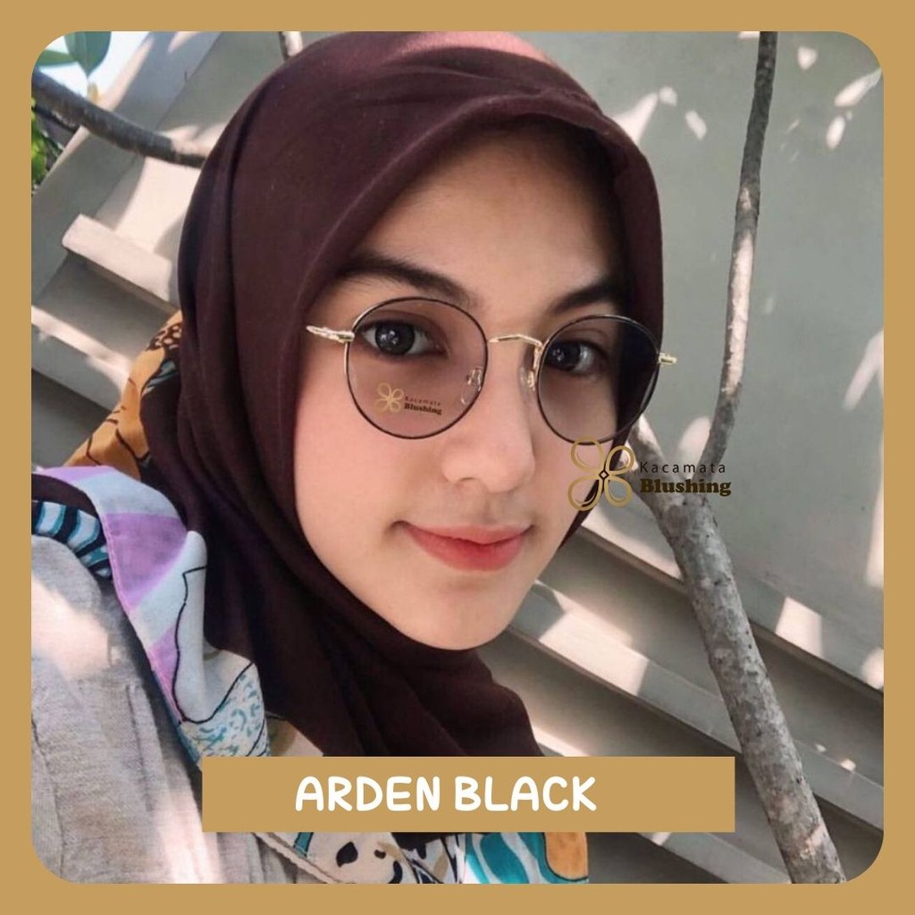 KACAMATA BLUSHING Arden Black Gold (Kacamata Bulat) Elegance Unisex Pria Wanita