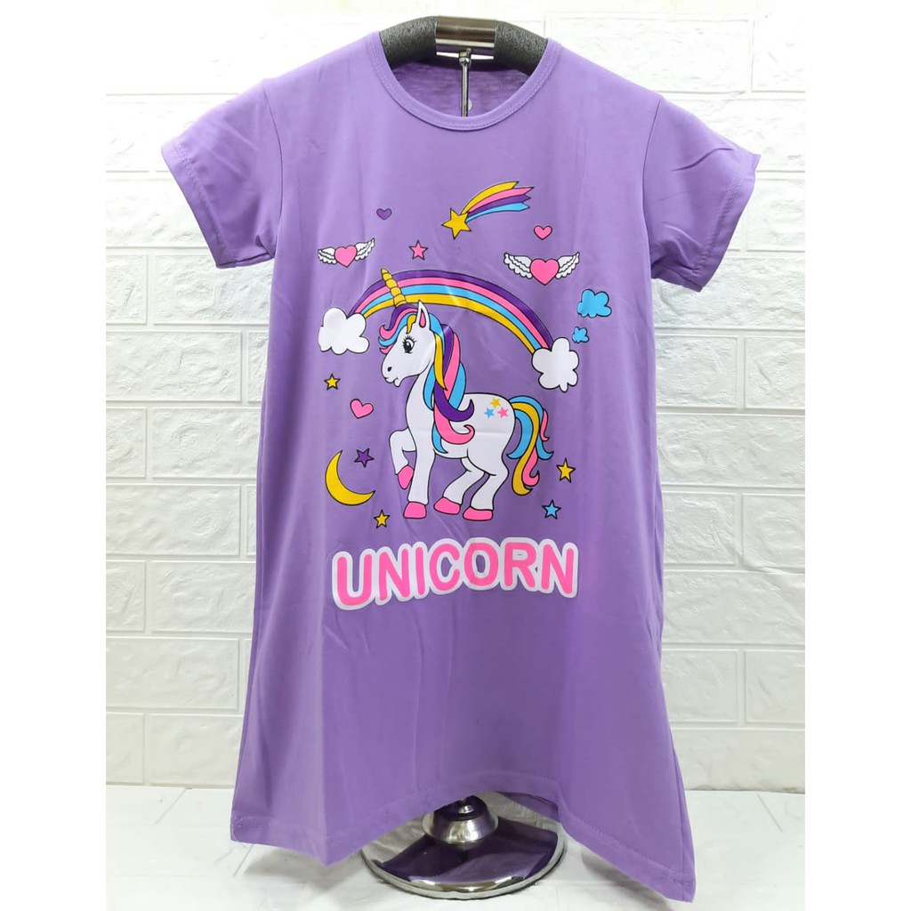 DRESS FASHION ANAK PEREMPUAN MOTIF UNICORN SPARKLE UNTUK ANAK UMUR 1-12 TAHUN