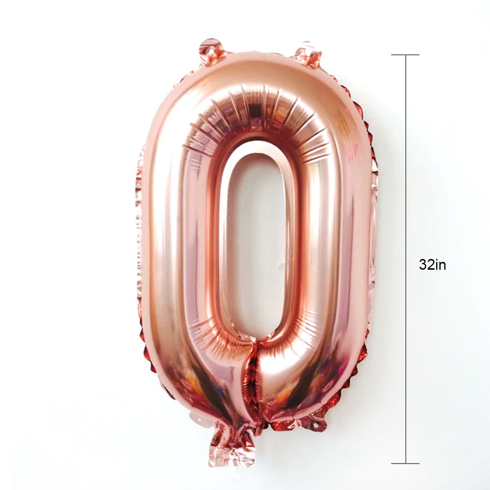 Balon Foil Helium Bentuk Angka Besar Warna Rose Gold Untuk Dekorasi Pesta Ulang Tahun