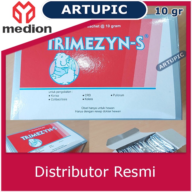 Trimezyn-S 10 gram Obat korisa Coli CRD Trimisin ngorok ayam unggas burung Medion Artupic