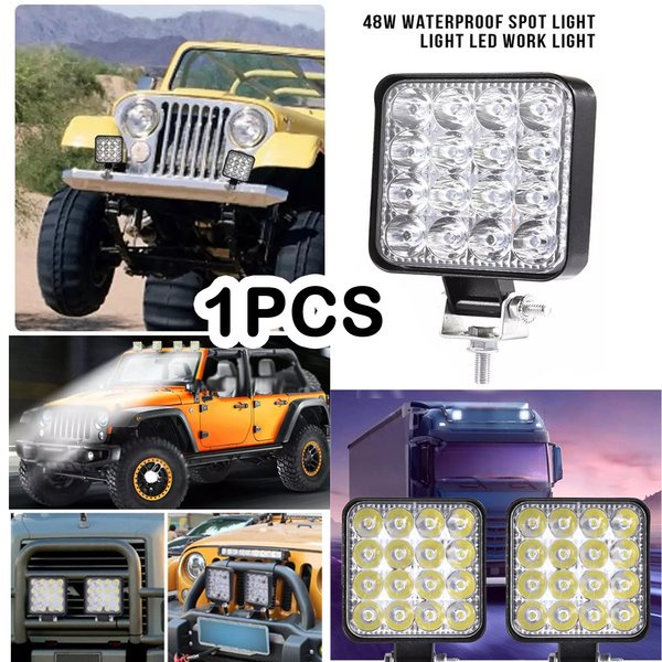 Lampu Kabut Sorot LED 48W Persegi Lampu Mobil Truck Jeep 30 Derajat