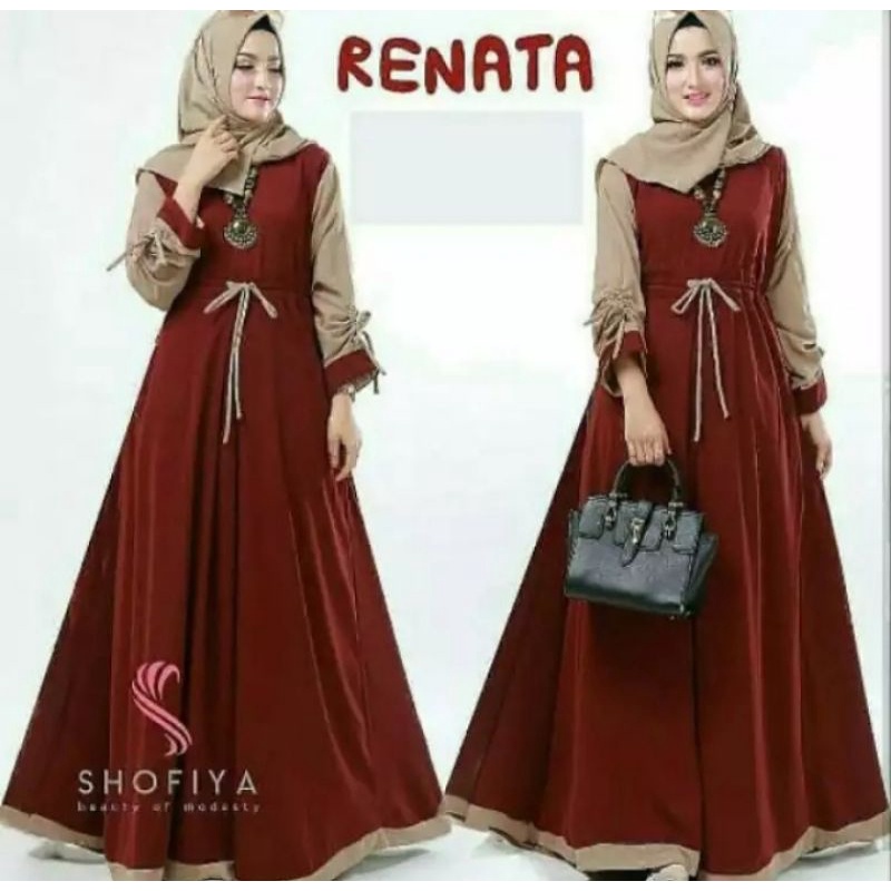 GAMIS RENATA/ GAMIS MOSCREPE WARNA KOMBINASI/ GAMIS WANITA MODEL DAN MOTIF TERBARU