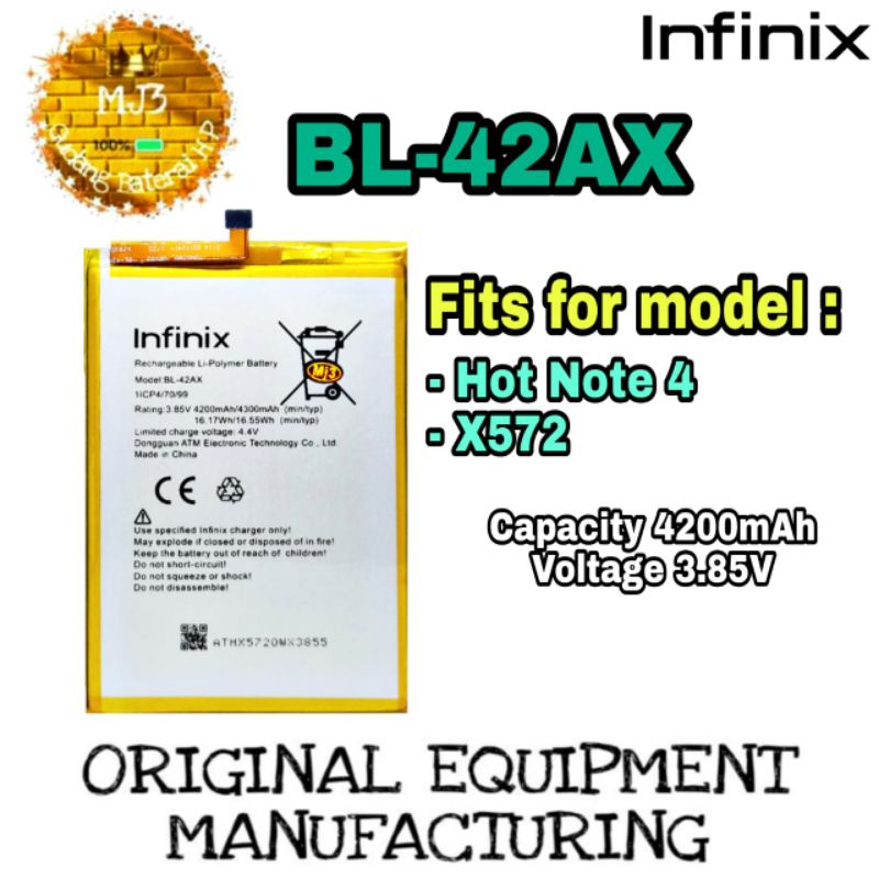 Baterai Infinix BL-42AX Hot note 4 X572 BL 42AX BL42AX battery batre bat