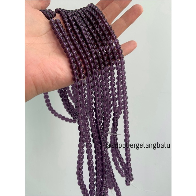 batu kuarsa 6mm purple quartz ungu bahan gelang kalung wulung kuarsa