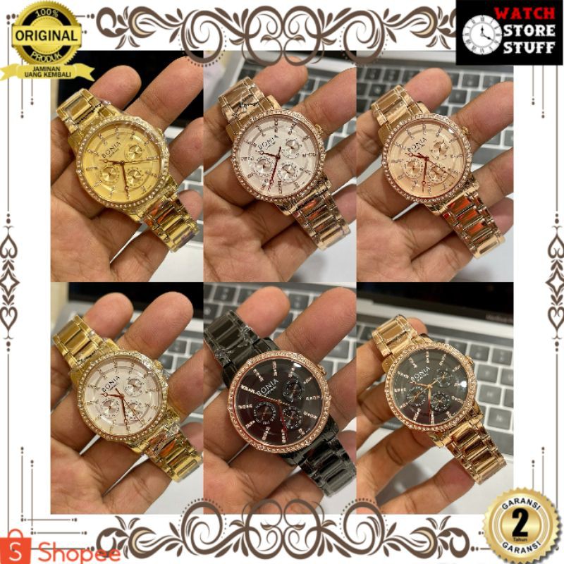 JAM TANGAN PRIA WANITA | RANTAI | KULIT | KARET | MURAH | Pria Bonia 10418S Original
