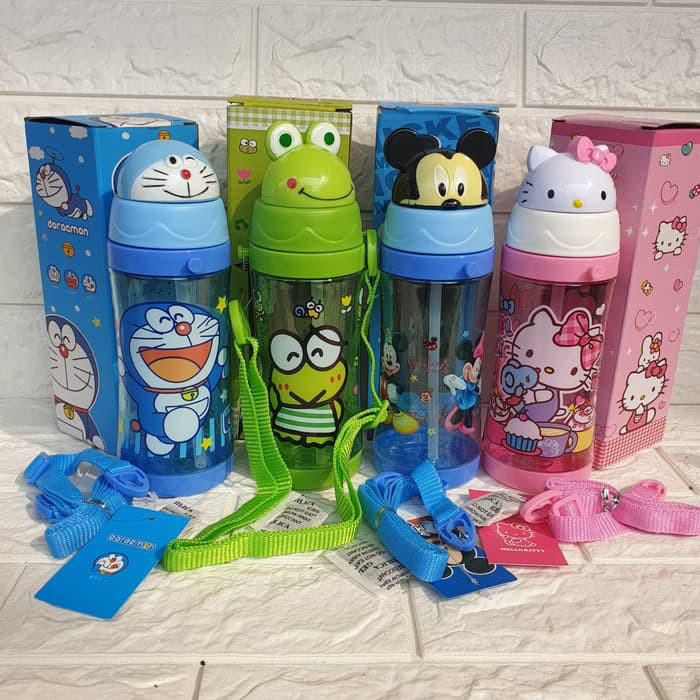 BELLA - BOTOL MINUM ANAK 450ML KEPALA KARAKTER KEROPI MICKEY DORAEMON, HELLO KITTY ADA STRAP