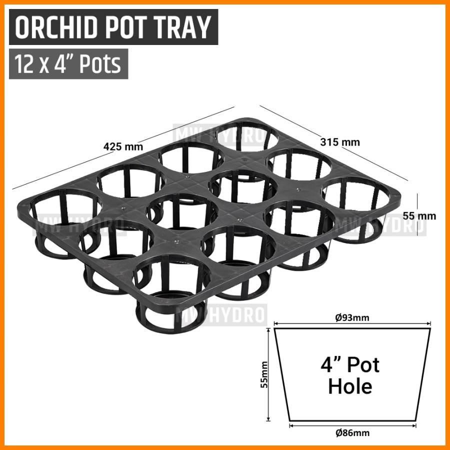 Orchid Pot Tray, Nampan Pot Bibit Anggrek, 12 Lubang 4&quot;