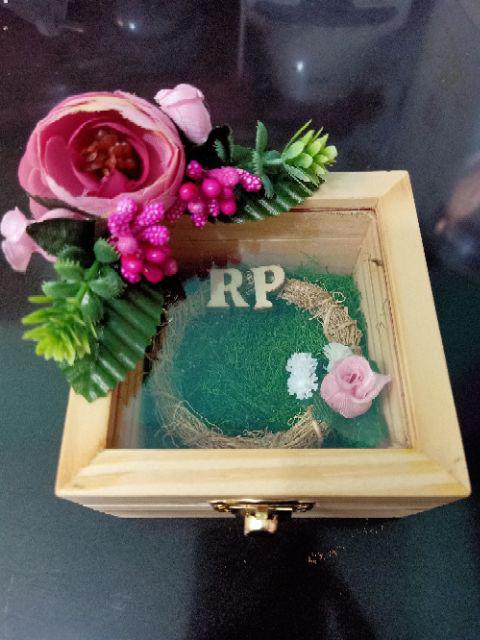 Kotak Cincin Kayu Segi 4 Gold | Ring Box Wedding Engagement