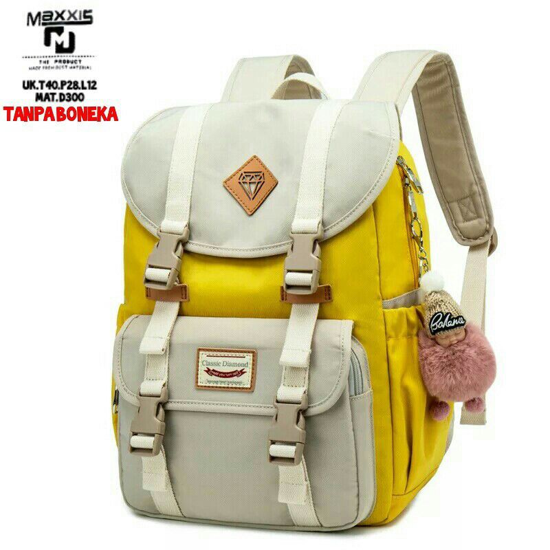 BLDR_Tas Sekolah Anak Perempuan Sd Smp Sma Ransel Backpack Cowok Cewek Motif Diamond Bahan Kanvas Dinier