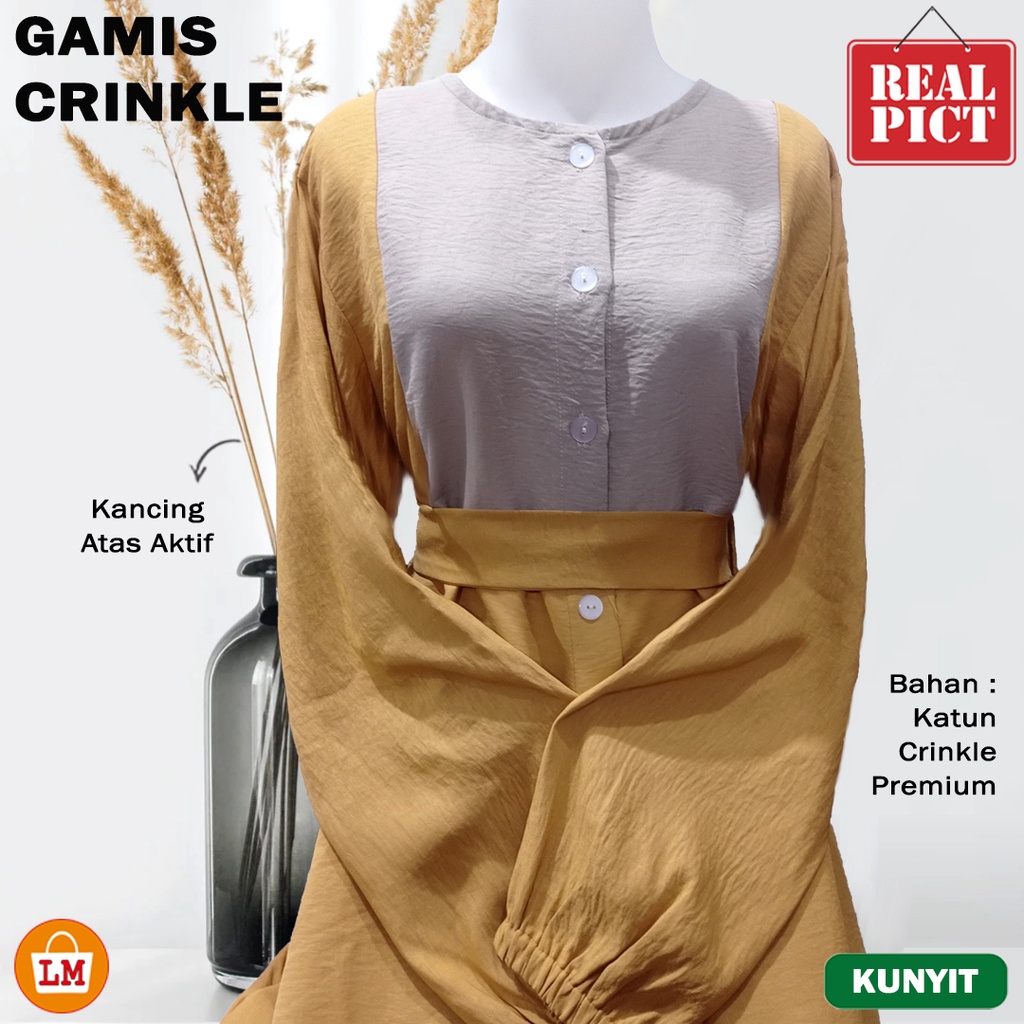 Baju Dress Wanita Muslim GAMIS CRINKLE Katun JUMBO All Size Fit To XL TERMURAH TERLARIS LMS 28783