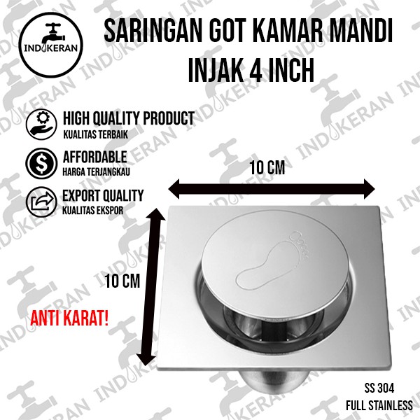 INDOKERAN - Saringan Got INJAK Stainless - 4 Inch - High Quality