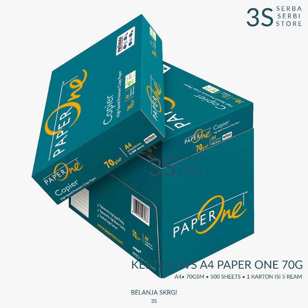 

Kertas HVS PAPERONE A4 70 Gram Office Paper Print 1 DUS / KARTON 5 Rim / HARGA GROSIR