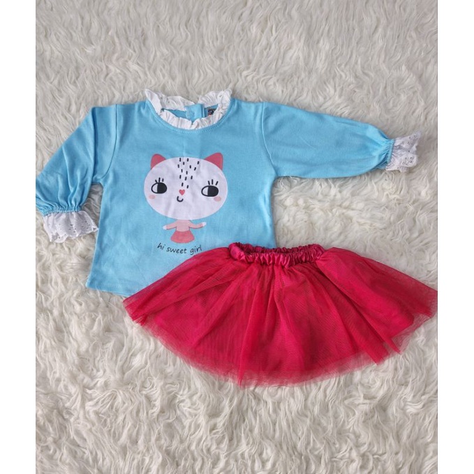 sofiebabyshop sett atasan tangan panjang tutu