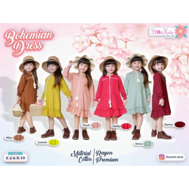Dress Anak / Dress Anak Lengan Panjang / Bohemian Dress