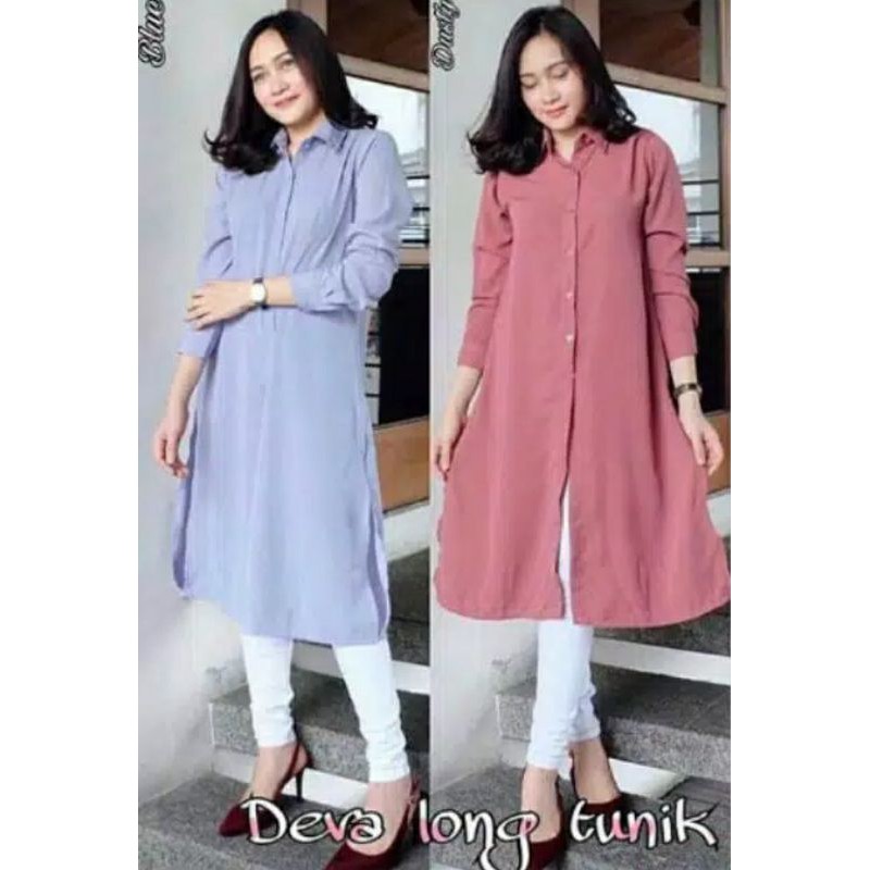 Long Tunik polos lemon skin premium