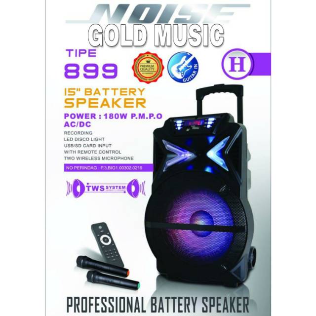 Speaker Portable Amplifier Wireless Noise 899 H Original 15 inch