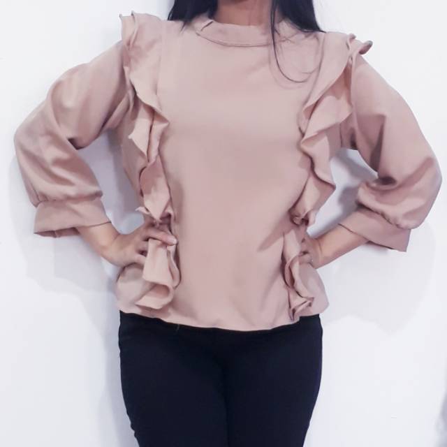Baju blouse wanita model ruffle warna 