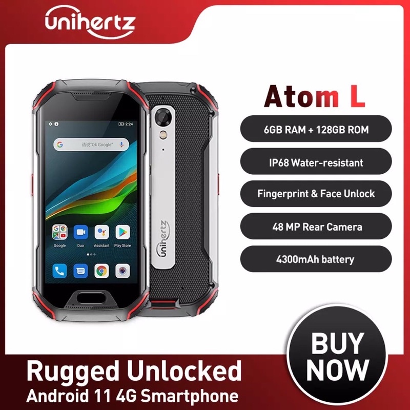 Unihertz Atom L - 6GB + 128GB Smartphone Rugged Android 11 Fast Charger 48MP Kamera 4300MAh NFC