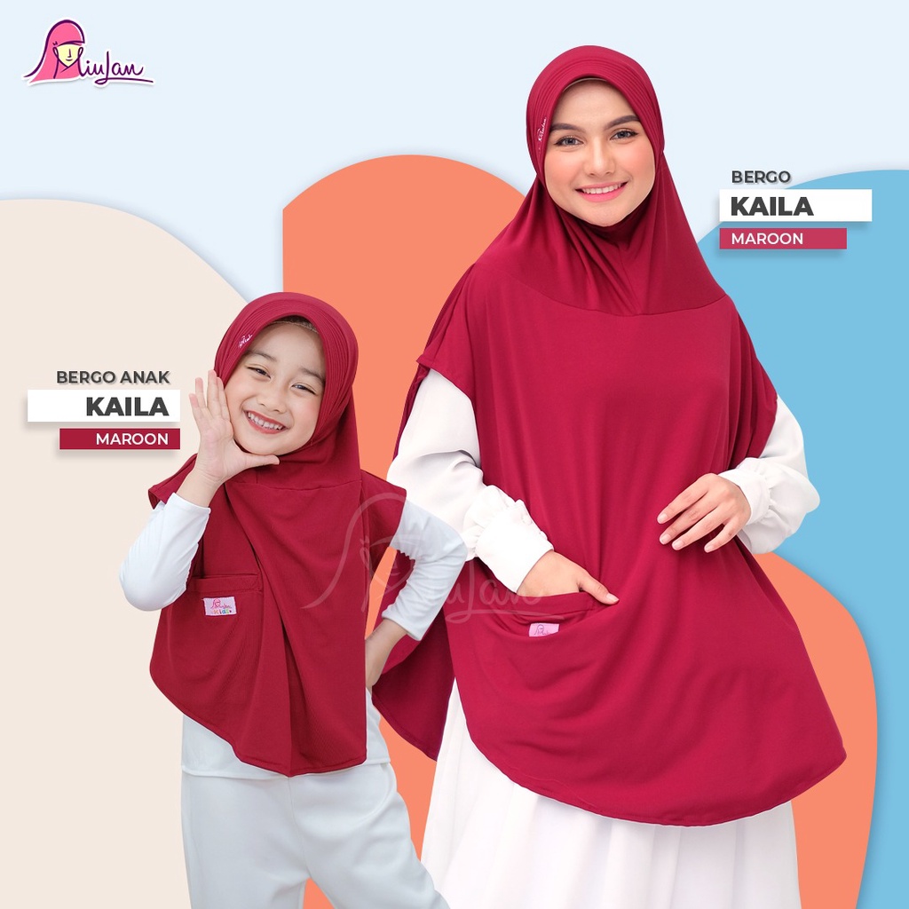 KAILA MIULAN HIJAB IBU ANAK COUPLE SPORT KERUDUNG OLAHRAGA VOLLY /JILBAB INSTAN JERSEY PREMIUM