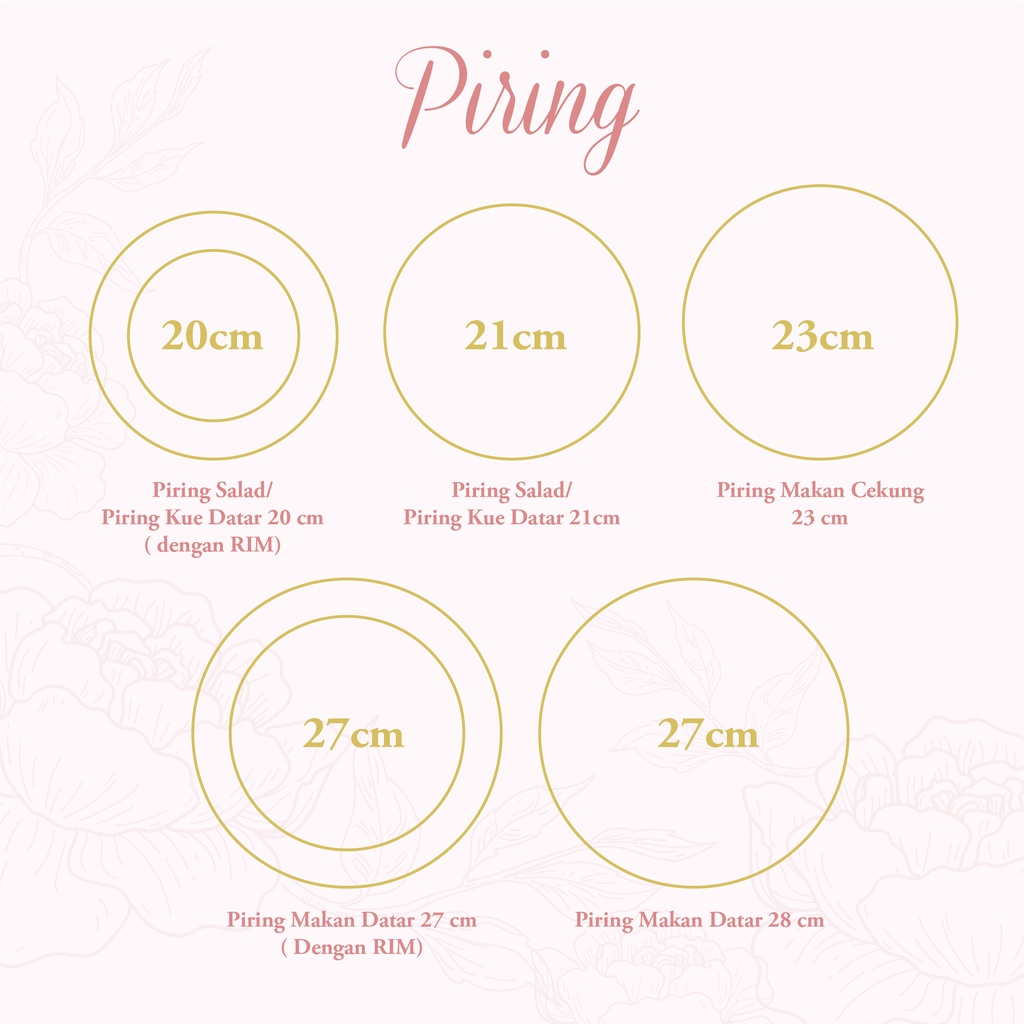 Piring Makan Cekung Pink Rossie 23cm isi 1-4