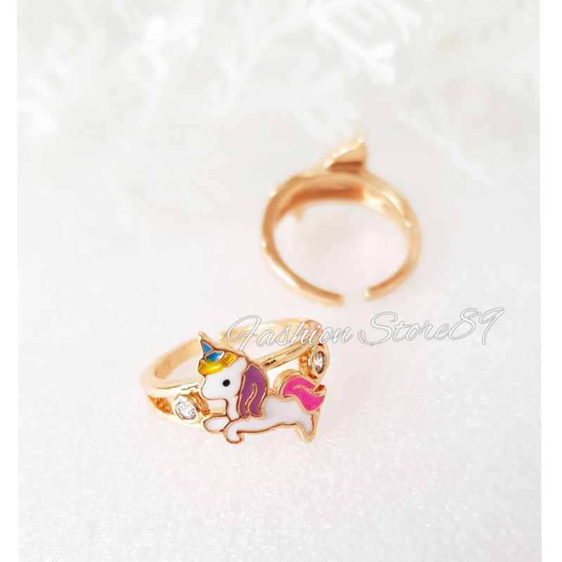 Ready Cincin Anak Kudaponi Permata Free Size Perhiasan Lapis Emas Yaxiya Impor