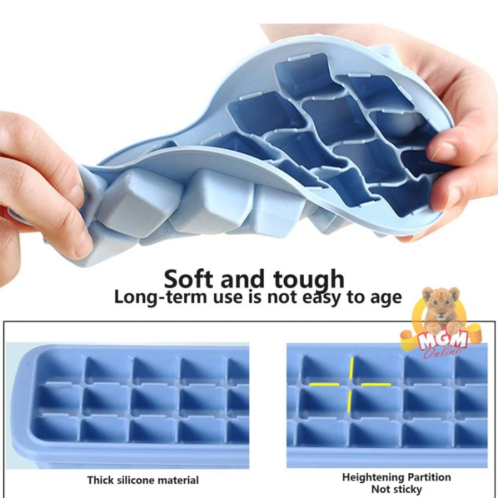 cetakan es batu silikon dengan tutup Silicone Ice Cube Maker 24lubang