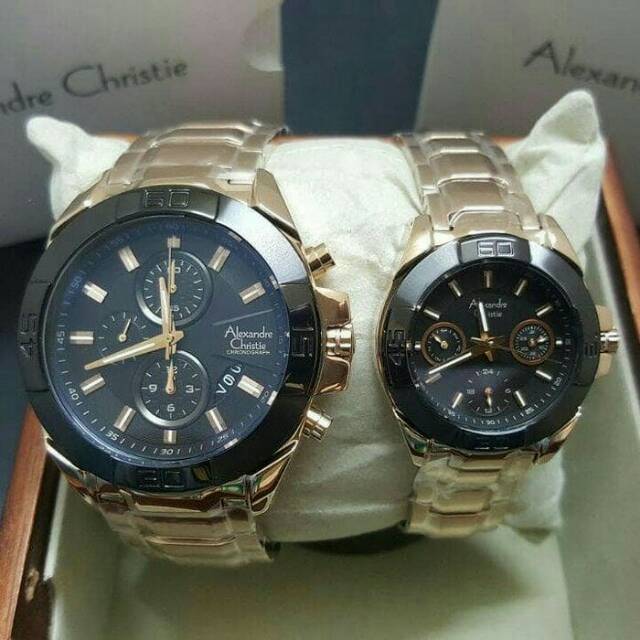 Jam tangan Alexandre christie AC 6224  couple rose gold  original