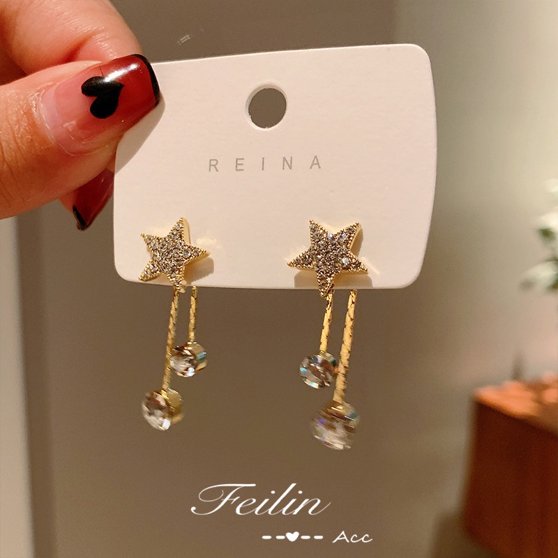 Anting Tusuk Sterling Silver 925 Desain Pita Untuk Wanita | Anting Bentuk Bintang | Aksesoris Rambut Untuk Wanita | Anting Bahan Stainless Steel | Kotak Hadiah Untuk Hadiah