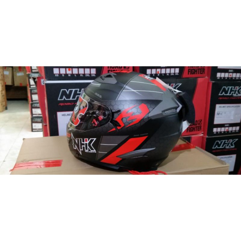 HELM NHK RX9 NAVY BLAK DOFF/RED DOBEL VISOR ONGKIR 2KG