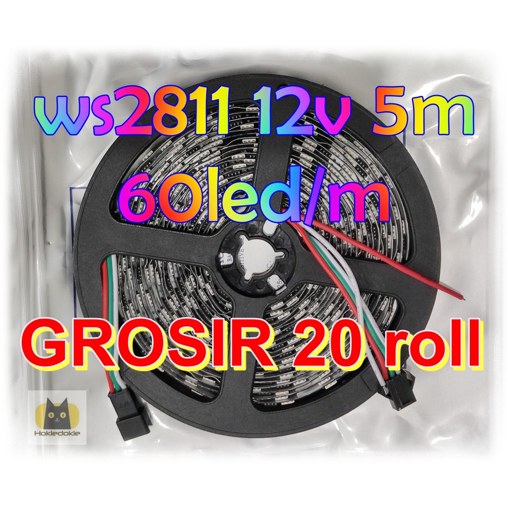 Grosir 20 Roll Led strip rgb ws2811 12v 5m 60led/m Indoor ip30 PCB led rapat