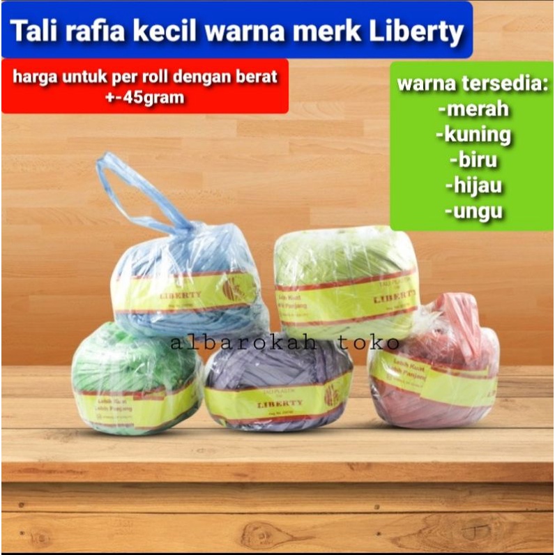 Tali Rafia Plastik merk Liberty kecil Warna Warni / tali rafia kecil warna per roll +-45gram