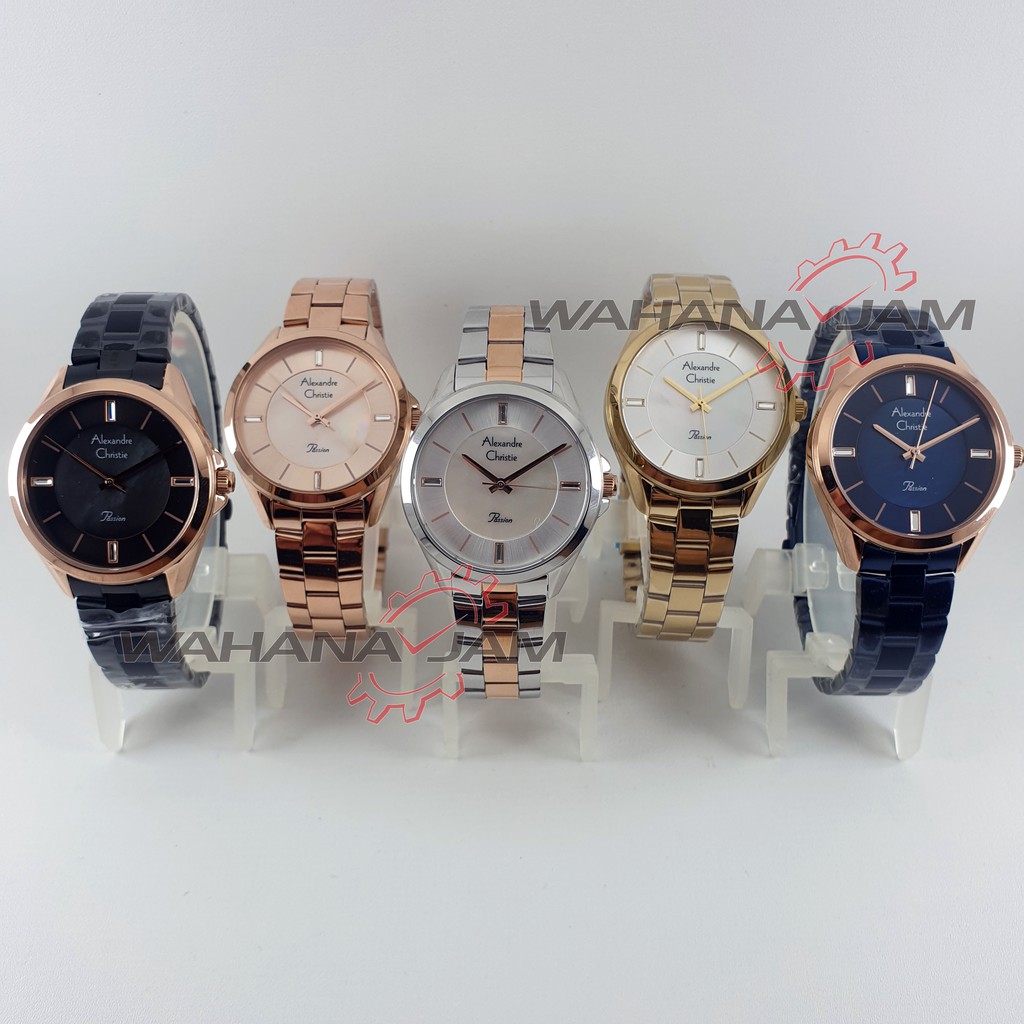 Alexandre Christie AC 2816 LD / Jam Tangan Wanita AC2816 Rantai Rosegold Hitam Biru Gold Original