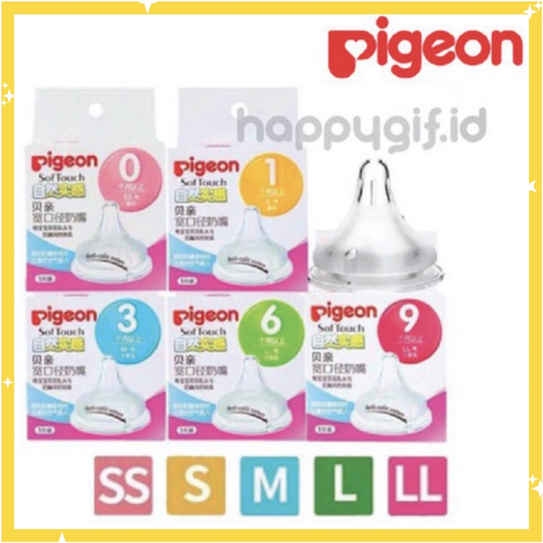 DOT PIGEON PERISTALTIC PLUS WIDE NECK NIPPLE PUTTING Silicone Empeng Silikon BPA free Dots