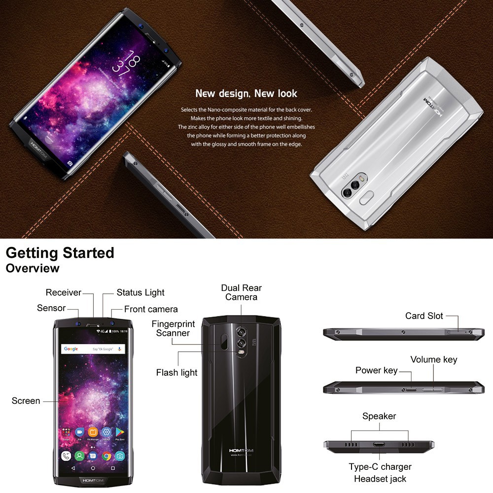 promo  Homtom Smartphone ht70 10000mAh Android 7.0 4GB 64GB 6 Inci