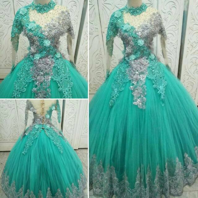 Gaun Pengantin Barbie Hijau Mint Silver Tosca Hijau Mint Shopee Indonesia