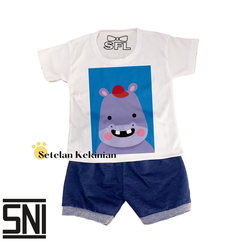 [ANIMAL COLOR] Set Anak Laki Laki Setelan Bayi Cowok 6bln_12bln Print Set Baby Boy Lucu Murah