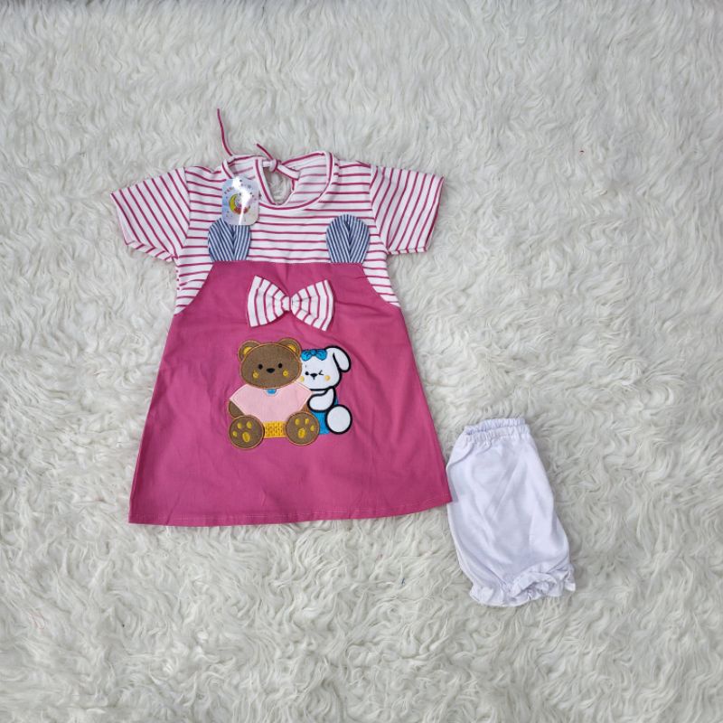 baju bayi perempuan dress BEAR baby girl