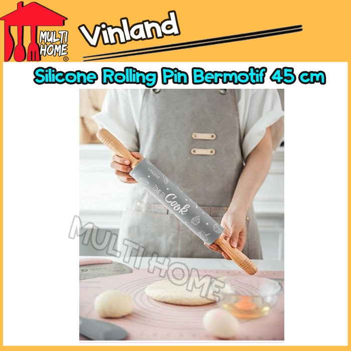Vinland Silicone Rolling Pin Bermotif 45 cm Penggiling Adonan Silikon